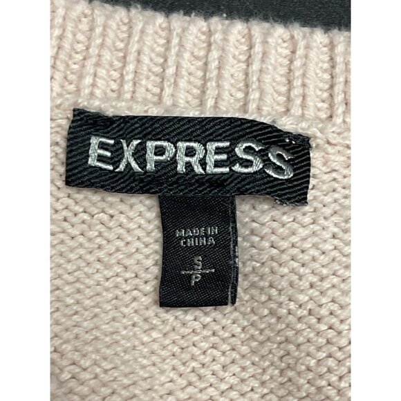 Express Pink Crewneck Shark Bite Side Zipper Long Sleeve Sweater Size Small - Picture 9 of 9